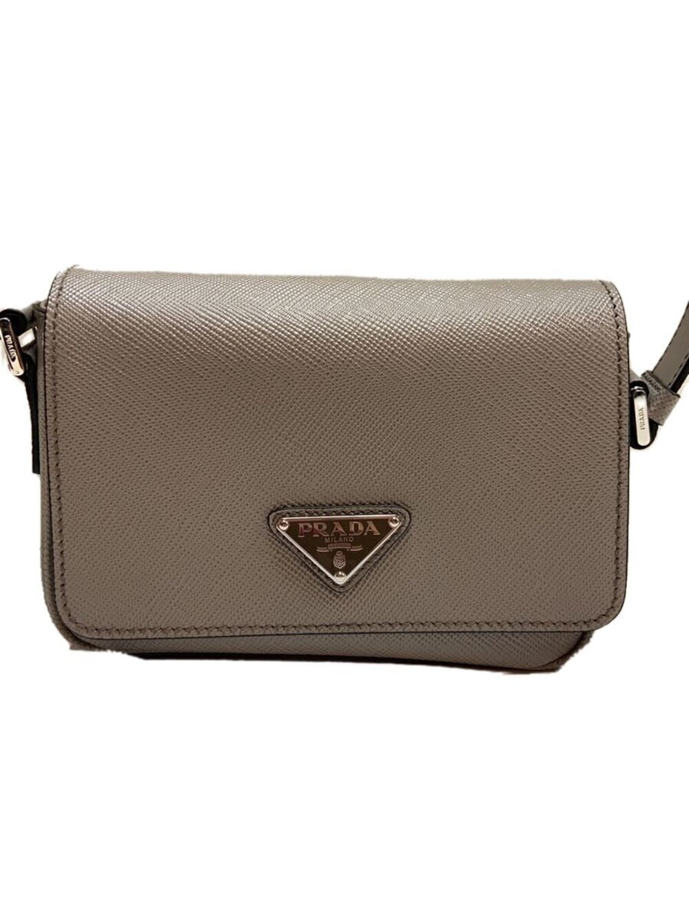 Prada Saffiano Shoulder Bag Leather Gray